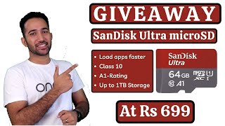 GIVEAWAY - SanDisk Ultra  microSD 64GB Memory Card | Below Rs 699 | Unboxing