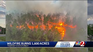 Crews working to contain wildfire in Volusia County