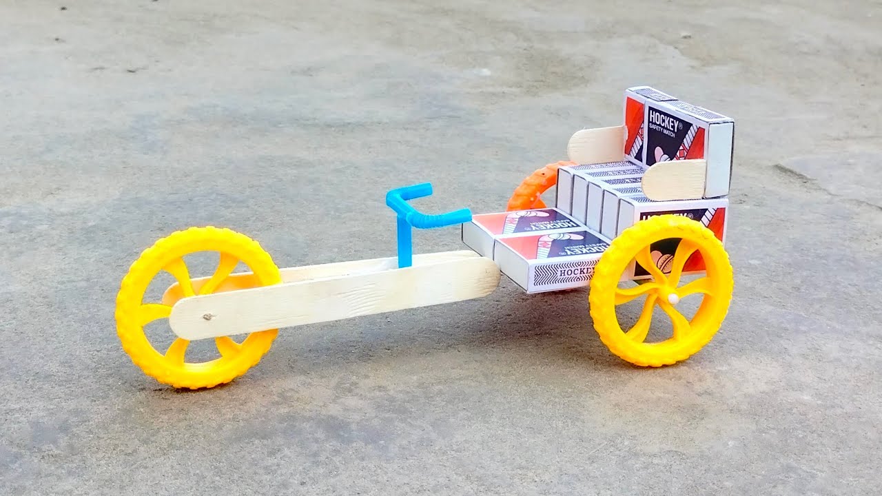 Diy Auto Cycle Making Matchbox Auto Cycle Rickshaw At Home - YouTube