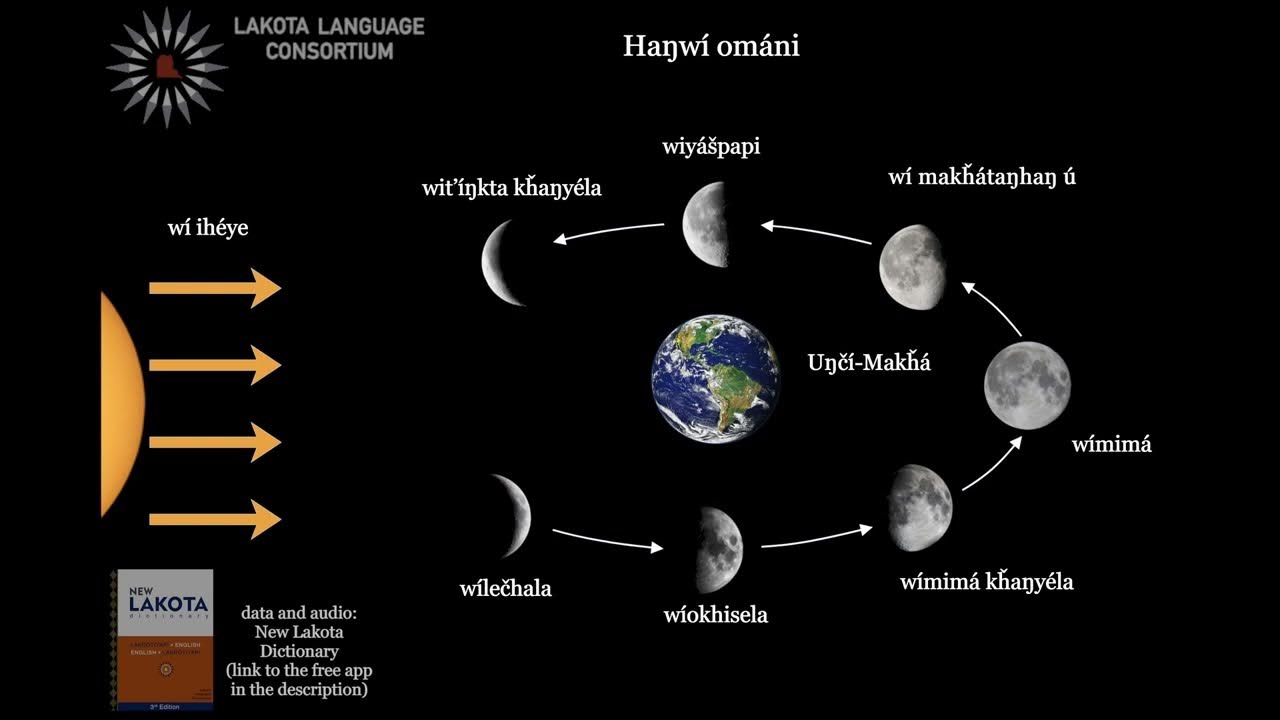 Lakota Language Moon Phases Haŋwí Ománi Moon's Journey (Moon Phases