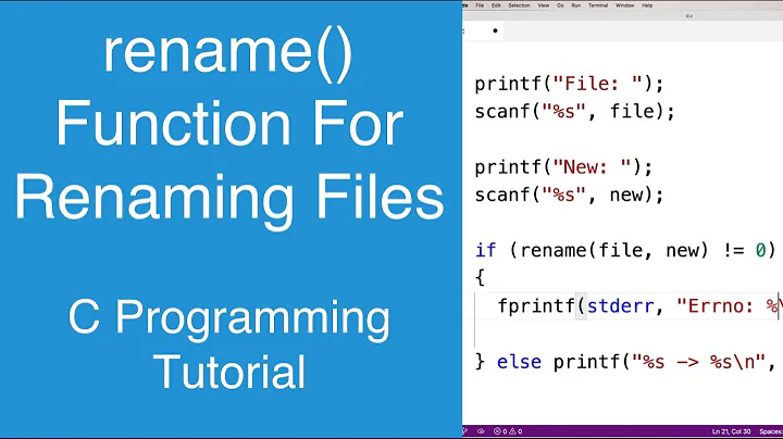 rename() Function For Renaming Files | C Programming Tutorial