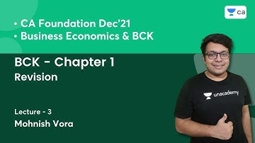 L3: BCK - Chapter 1 | Revision | Unacademy CA Foundation | Mohnish Vora