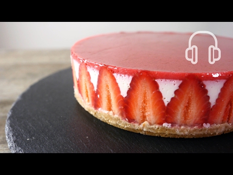 No-Bake Strawberry Cheese cake Recipe 苺のレアチーズケーキの作り方