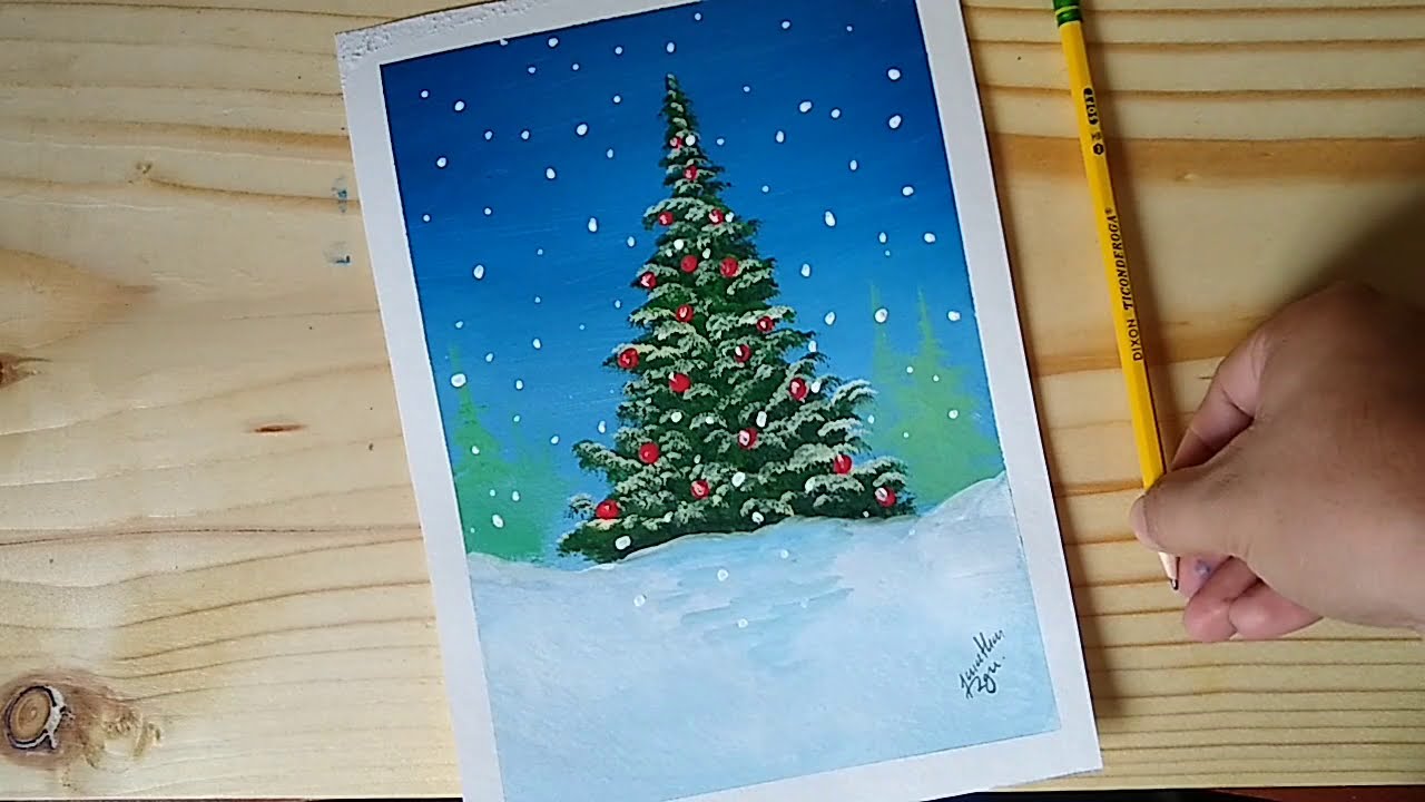 Dibujo de Navidad 2024 - Cómo pintar un PINO de NAVIDAD fácil y ...