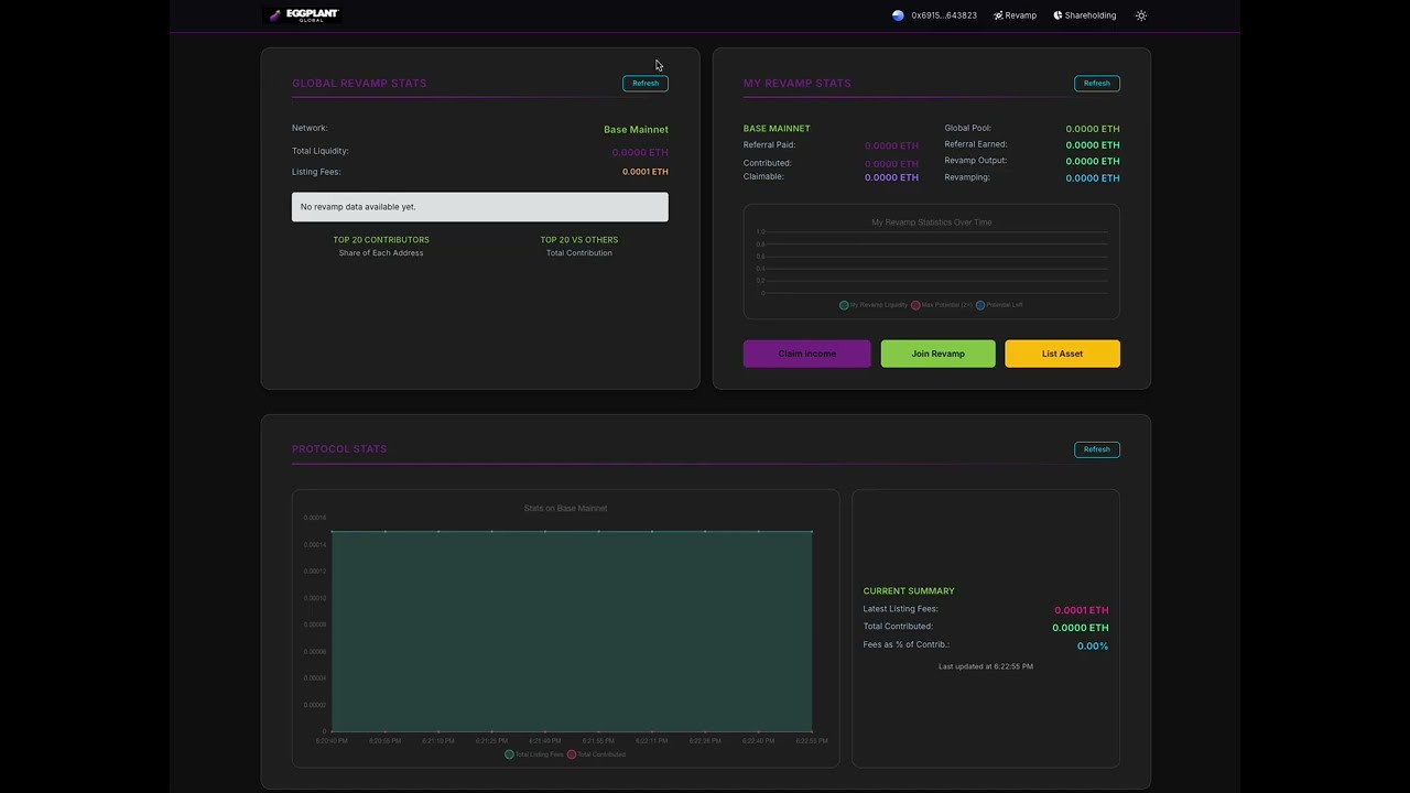 EGGPLANT.GLOBAL Walkthrough: Connect wallet - Revamp Assets & Join the Burn Engine on Base