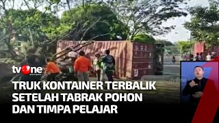 Dua Pelajar di Salatiga Tewas Tertimpa Truk Kontainer | Kabar Pagi tvOne