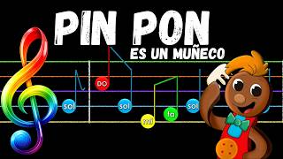 Pin Pon es un muñeco | Partitura a color animada Pin Pon es un muñeco | Partitura a color animada