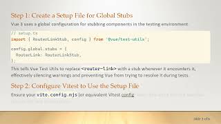Resolving Failed to resolve component: router-link Warning in Vue 3 with Vitest