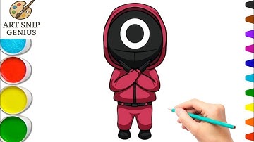 Cute Squid Game Guard Drawing for Kids 🟥🎨 | Easy Step-by-Step Art Tutorial!