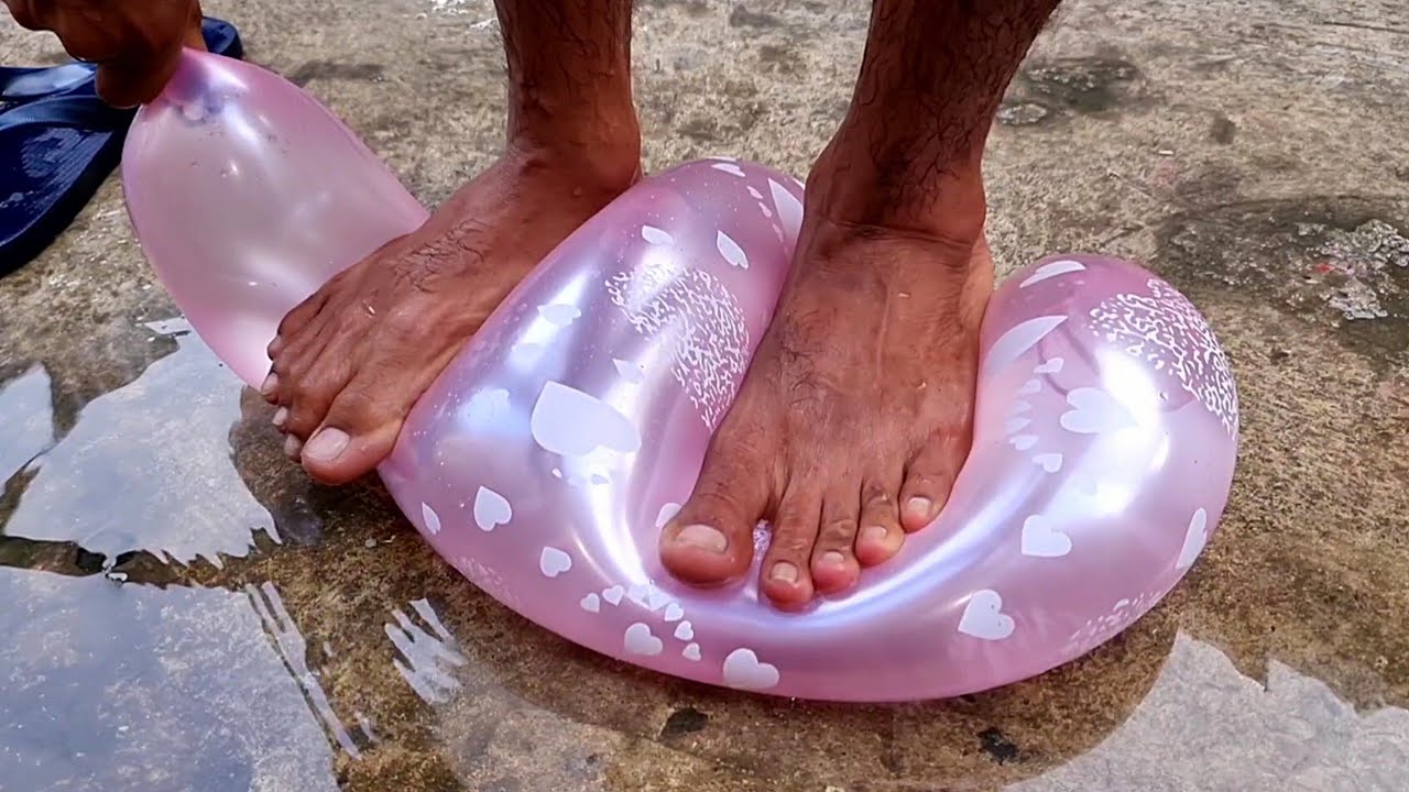 Step on the pink balloon filled with water - Balloon explode - Funny Balloon Pop Episode 142