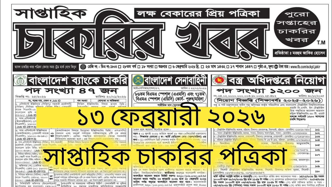 সাপ্তাহিক চাকরির পত্রিকা ২০২৬ | Weekly Job Newspaper BD