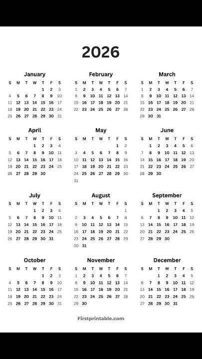 📅 2026 Calendar ✨ | New Year 2026 🎉 | Calendar 2026 🗓️ #Shorts