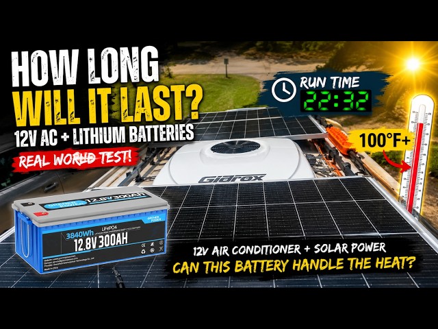 【❀ここ❀】BURTLE AC 300 Li-on BATTERY 17V 12V Air Conditioner Battery Test/ Real Run Time on a 300Ah Lithium