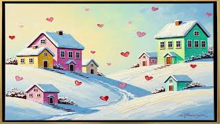 Cozy Winter Village 🎈❄️| Whimsical Vintage Oil Painting with Dreamy Winter Atmosphere #WinterVillage screenshot 4