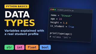 Python Basics: Variables & Data Types (str, int, float, bool) with a Real Example