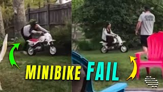 Girl Falls into the Bushes Trying to Ride a Minibike