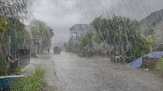 The Biggest Rainstorm In History In The Village, Heavy Rain, Wind And Thunderstorm In The Village