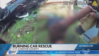 Chester County deputy rescues woman from burning car