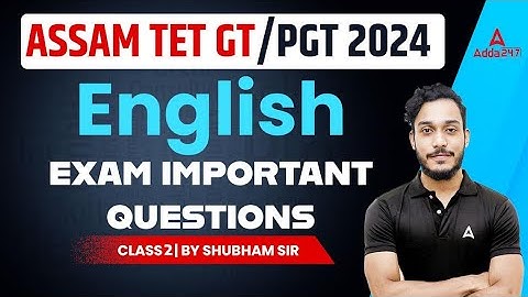 Assam TET English Previous Year Question Paper | ASSAM TET GT/PGT English Classes | By Shubham Sir
