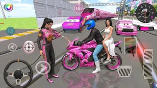 Custom McQueen Bike vs Pink Bullet Train & Rivals! 3D Racing Class 🎮 #cargame screenshot 1