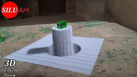 3D Trick Art on line Paper Stick in the Hole | Pencil Drawing
