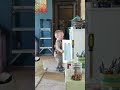 Toddler master chef using an imaginary oven