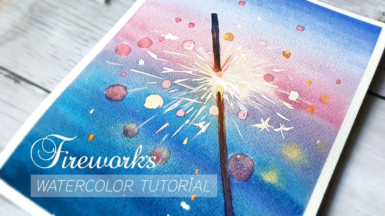 How to Paint Watercolor Fireworks For Beginners step by step - YouTube