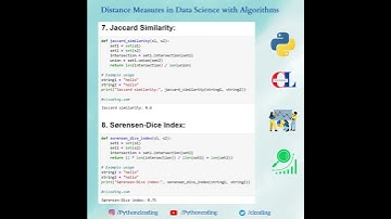 Distance Measures in data science with algorithms  #python