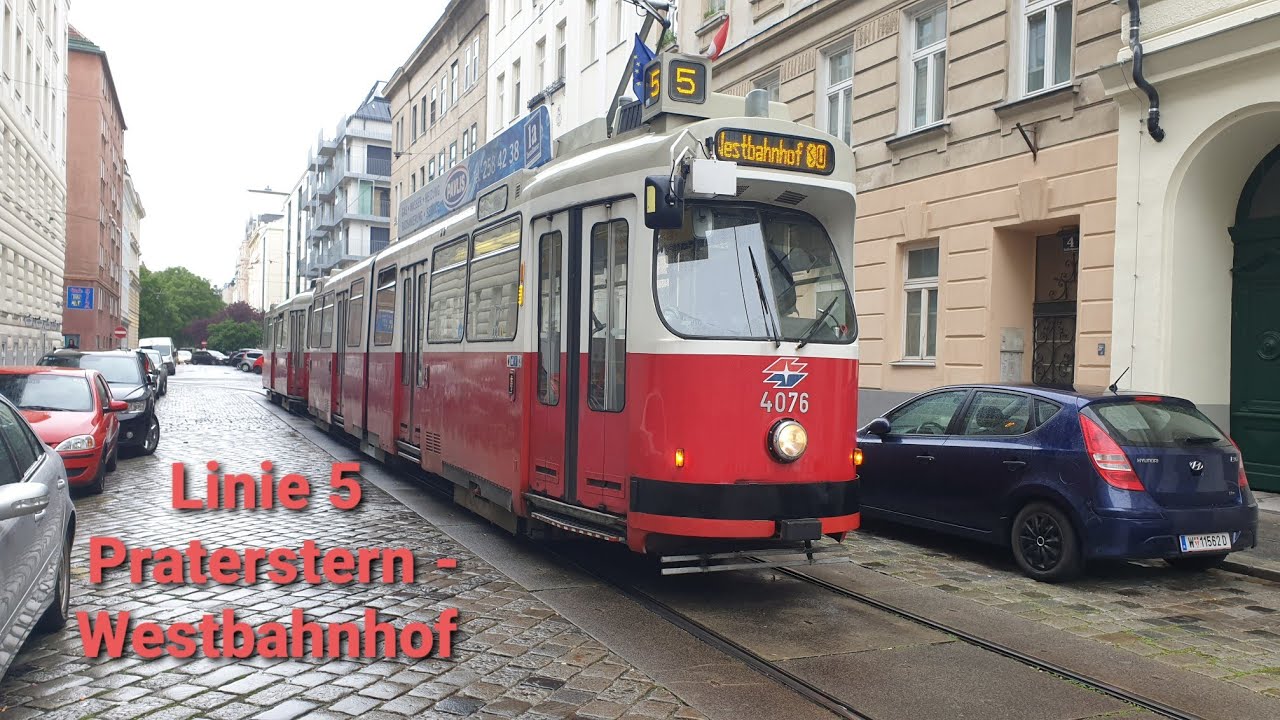 Wien Linien 5 Praterstern - Westbahnhof (E2+C5) - YouTube