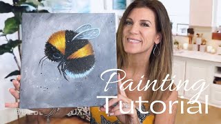HOW TO PAINT A BUMBLE BEE / Acrylic paint tutorial / step by step