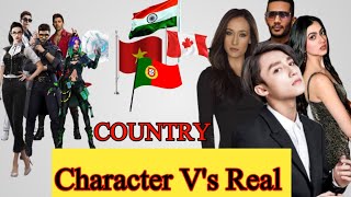 Free Fire character V's real life and country 2023 #comparison