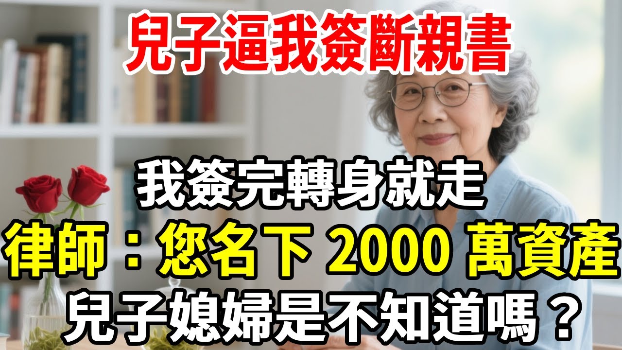 兒子逼我簽斷親書，我簽完轉身就走，律師：您名下 2000 萬資產，兒子媳婦是不知道嗎？ #情感故事 #為人處世 #不肖子孫 #養老故事 #老人社