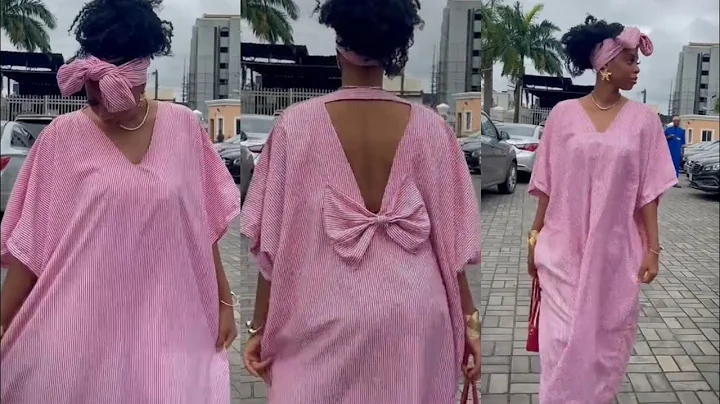 How to Sew Trendy Deep V neck line Bubu Kaftan with Bow 
