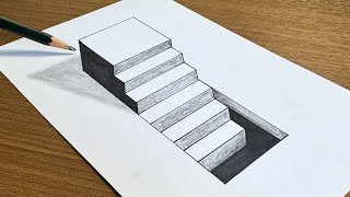 How to Draw Stair with 3D | Trick Art | 3D drawing on paper