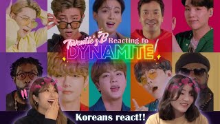 방탄소년단 BTS, Jimmy Fallon and The Roots Sing Dynamite reaction 리액션 (Koreans react + Eng sub) #BTS