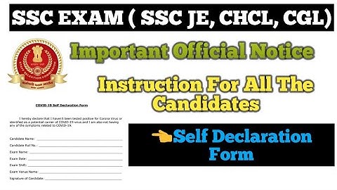 SSC Official Notice For General Instruction | Self Declaration Form Regarding Covid-19 For All