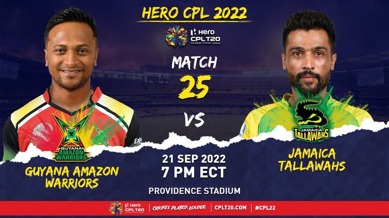 LIVE Guyana Amazon Warriors vs Jamaica Tallawahs CPL 2022