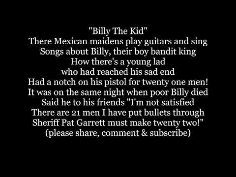 Watch BILLY THE KID words lyrics trending country western ballad sing along song Marty Robbins cover on YouTube