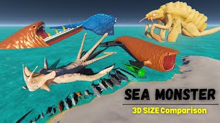 ⚓ Sea Monsters Size Comparison 3D || El Gran Maja vs Bloop 🦀🦐🏝️🐌🦈