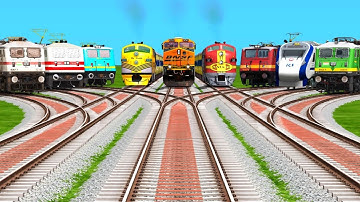 🔥 9 Trains Crossing at Curved X Branched Forked Railroad Tracks | indian train simulator gameplay