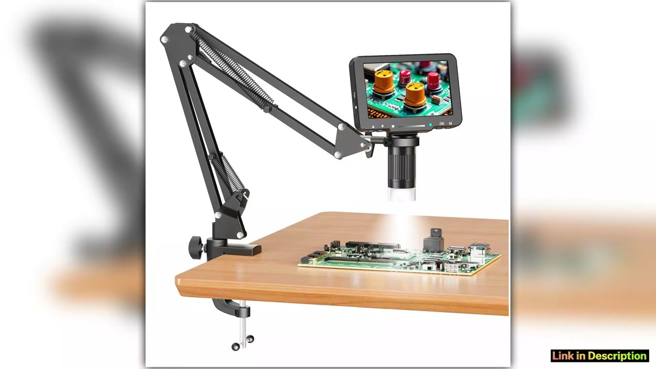 Flex Digital Microscope with 5inch IPS Screen Soldering Microscope with Flexible Arm 1000X Coin Mic