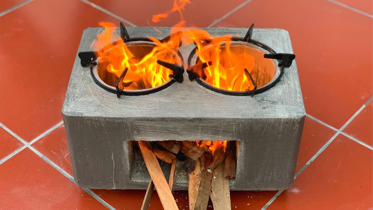 Creative Firewood Saving Double Stove CEMENT IDEAS VERY EASY YouTube