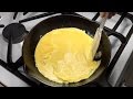 Scrambled eggs in a cast iron chef skillet  no sticking