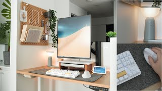 Modern Cozy Desk Setup in a Small Space - with a Unique Monitor
