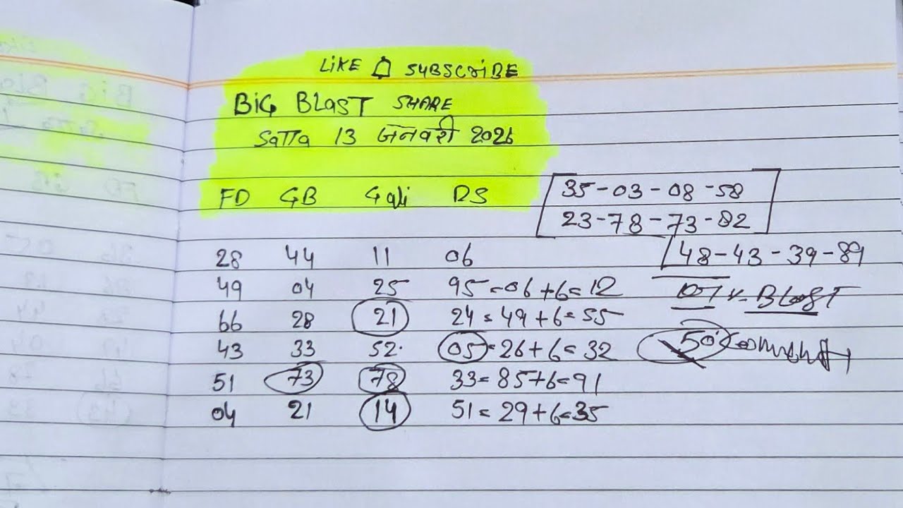 13 जनवरी 2025~Satta Trick Today Single Jodi Trick | Satta King|Pakad Jodi Trick |Aaj ki Satta Trick