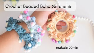 Beaded Boho Scrunchie Pattern- 20 min scrunchie- step-by-step tutorial