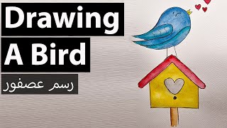 Drawing a Blue Bird رسم عصفور أزرق