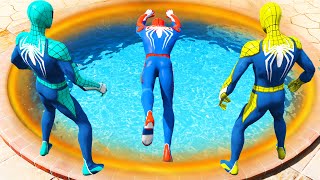 GTA 5 Rainbow Spiderman Jumping Into Portals (Ragdolls/Euphoria Physics) #15