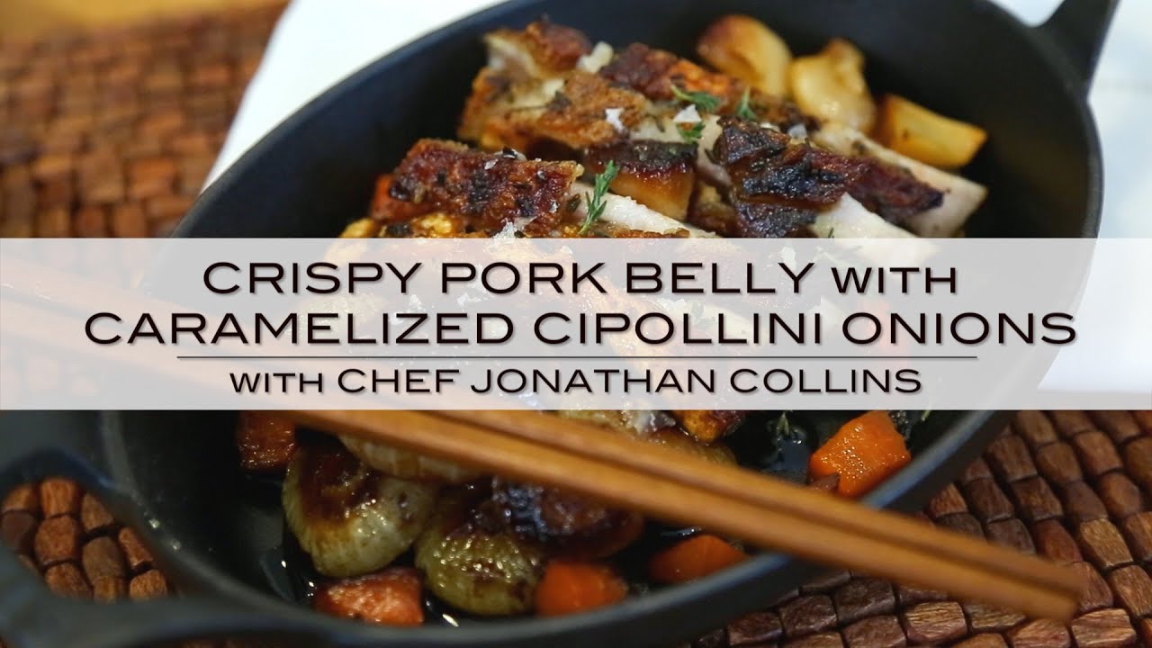 Crispy Pork Belly with Caramelized Cippolini Onions