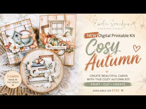 3 Cards from Cosy Autumn Printable Kit | Emilia Sieradzan Creative Studio